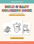 Bold & Easy Coloring Book - cozy nature and quiet places, 60 printable pages