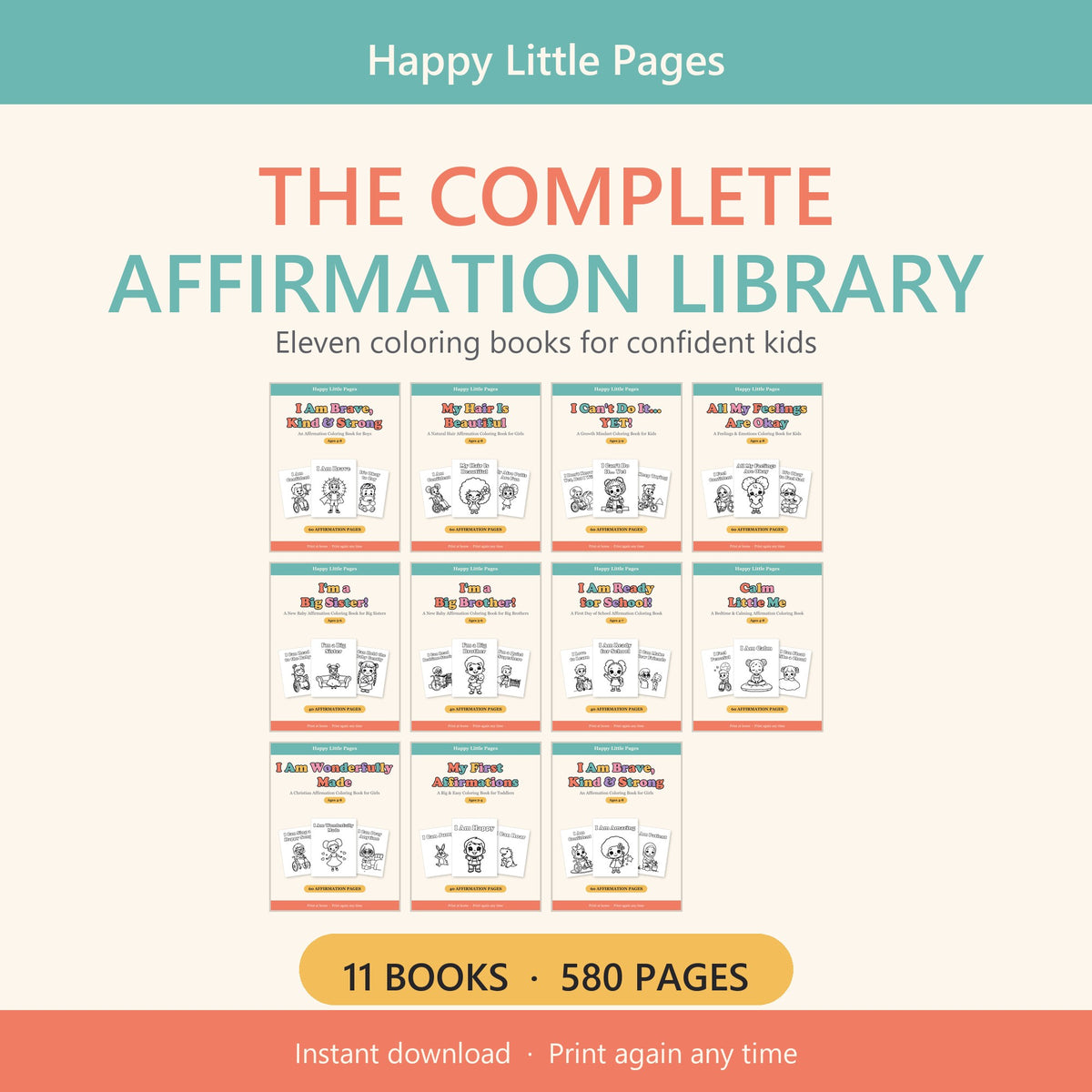 The Complete Affirmation Library — All 11 Coloring Books | 580 Pages | Instant Download