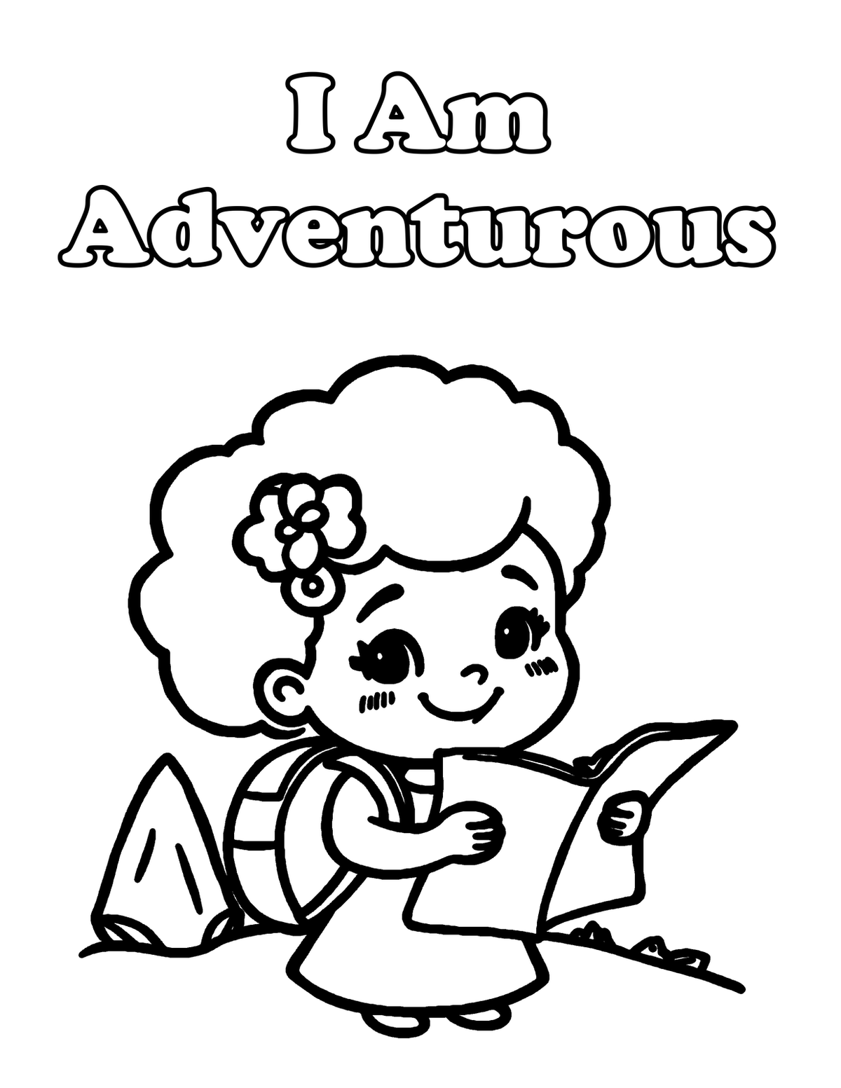 Inside I Am Brave, Kind & Strong — Affirmation Coloring Book for Girls, Ages 4-8 | 60 P - sample page