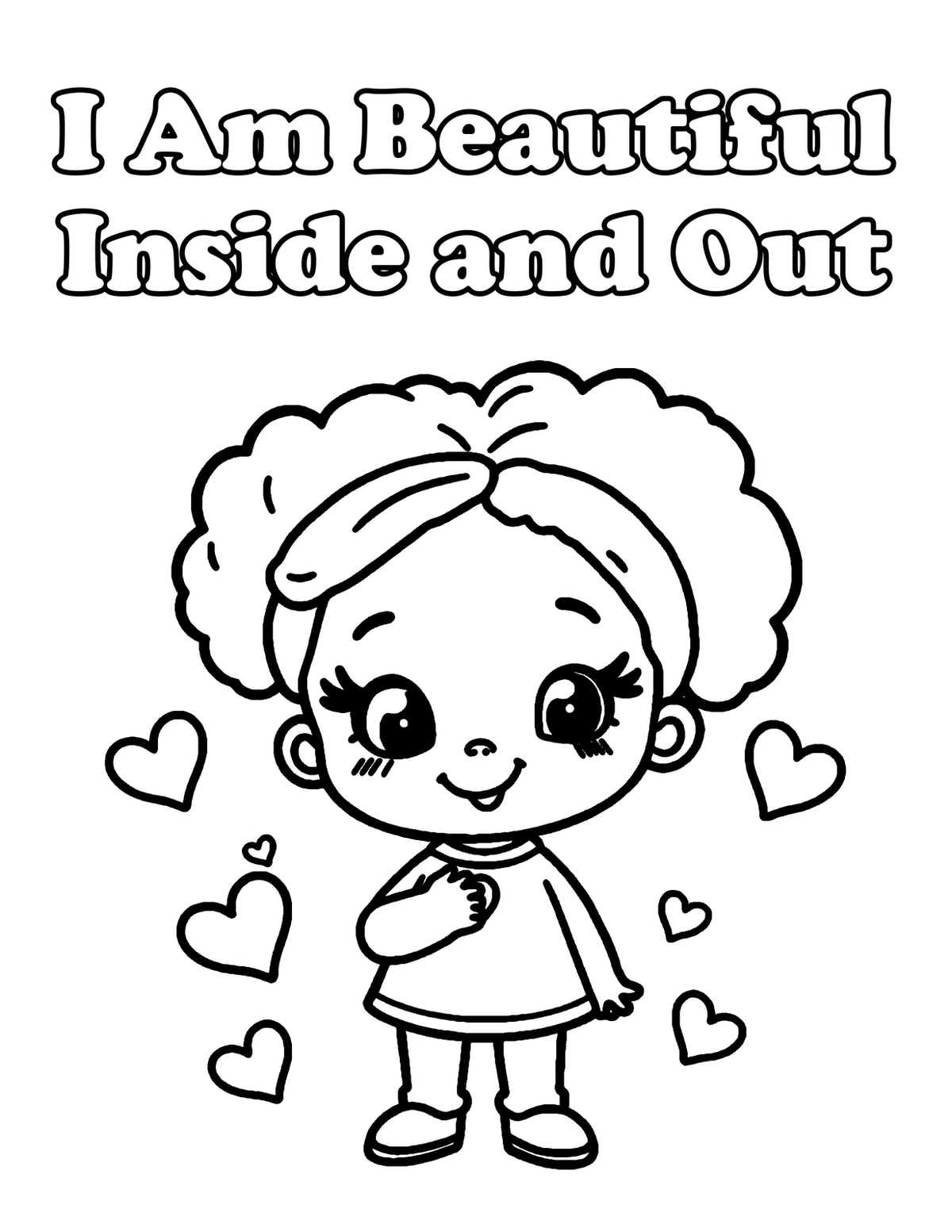 Inside My Hair Is Beautiful — Natural Hair Affirmation Coloring Book for Girls, Ages 4- - sample page
