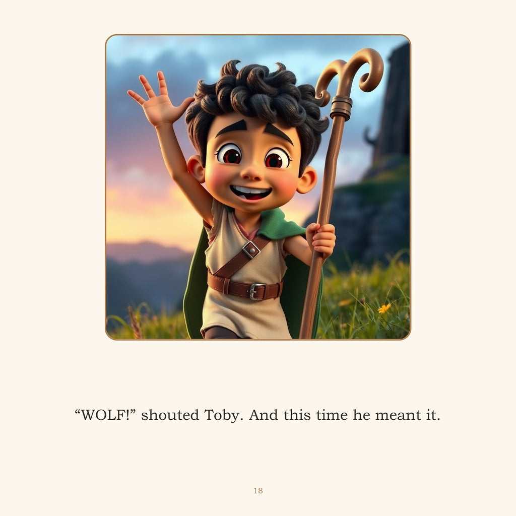 Inside The Boy Who Cried Wolf — A Fable by Aesop, Retold | Ages 4-8 | Instant Download  - sample page
